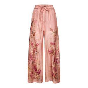 Zimmermann Women Pink Botanical Floral Silk Habotai Cascadian Trousers